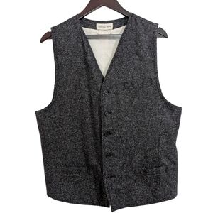 Universal Works XL Wool Blend Tweed Vest Waistcoat - Charcoal/Dark Grey
